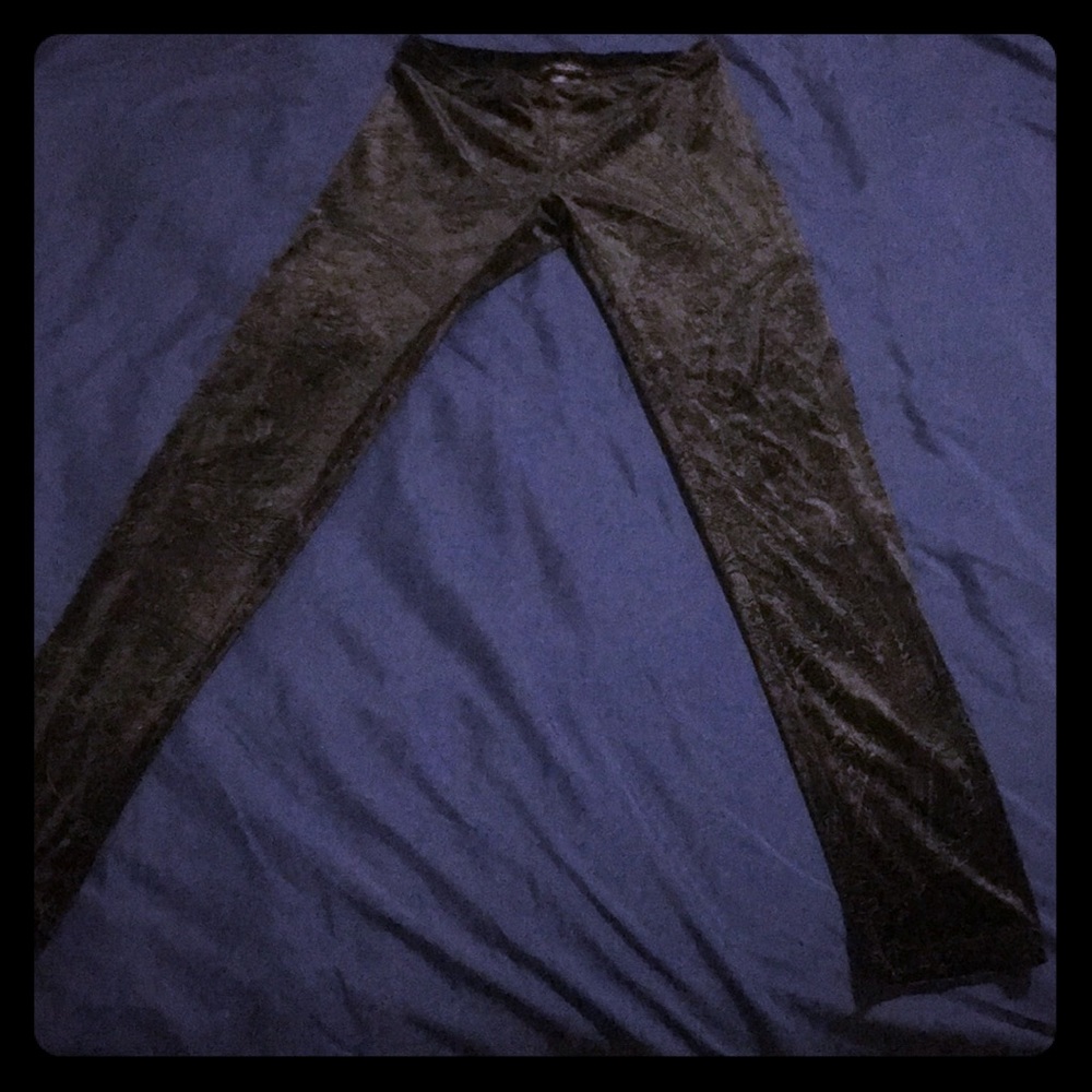 Black velvet leggings